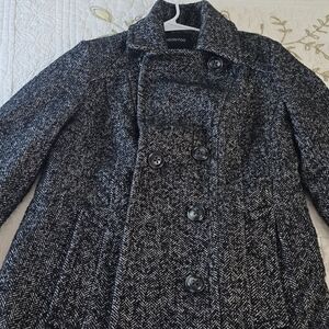 London Fog Women's Black Herringbone Coat